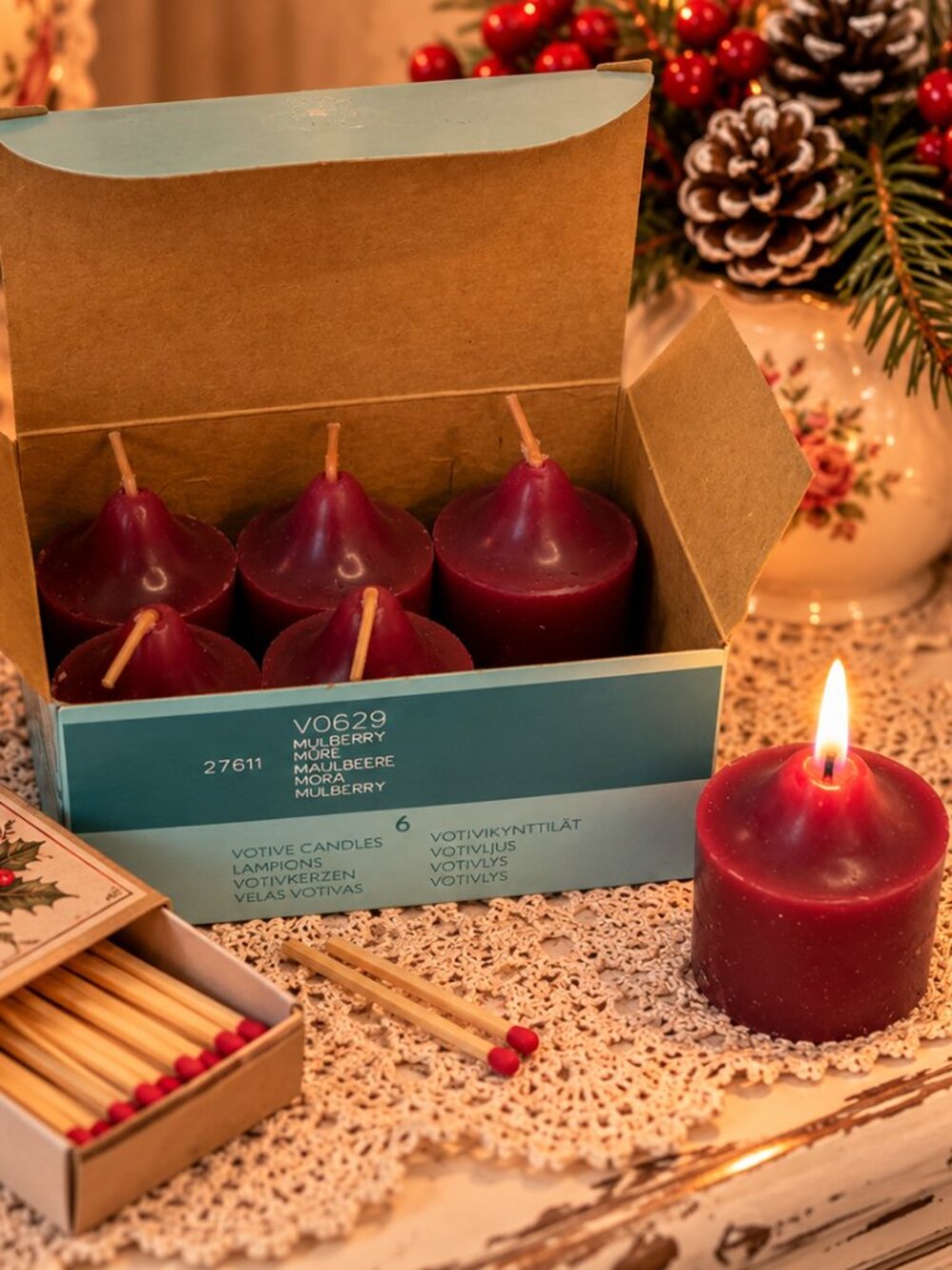 Vintage PartyLite Mulberry Votive Candles Set of 6 Original Box V0629 27611